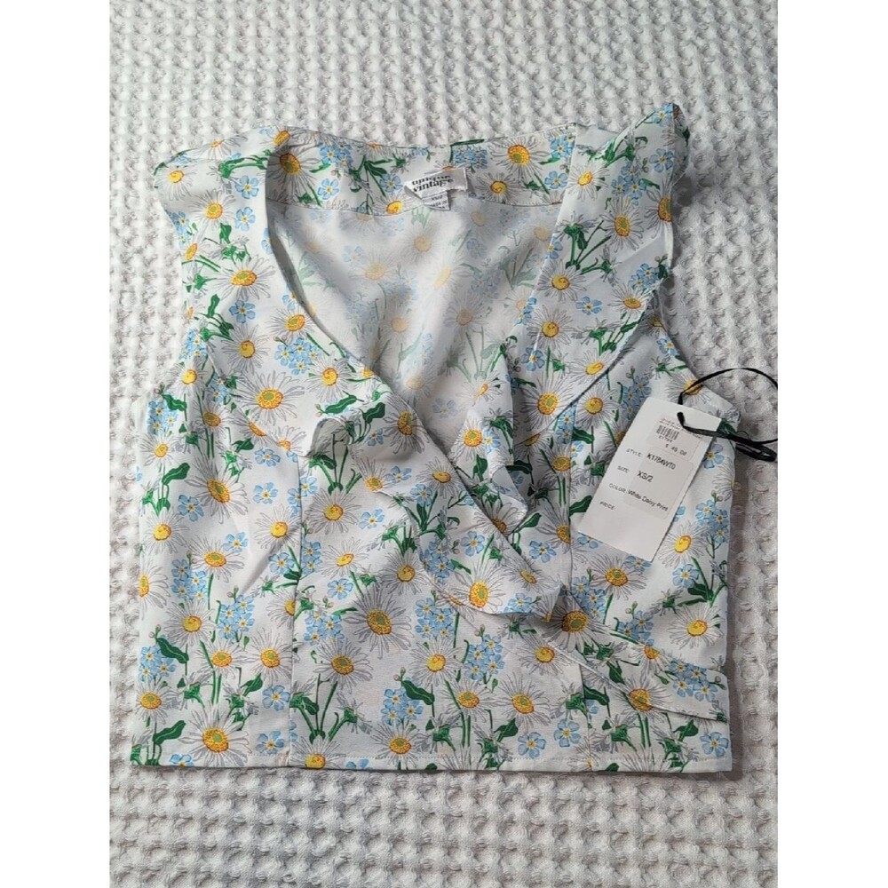 Unique Vintage Cotton White Floral Daisy Crop Top Size XS